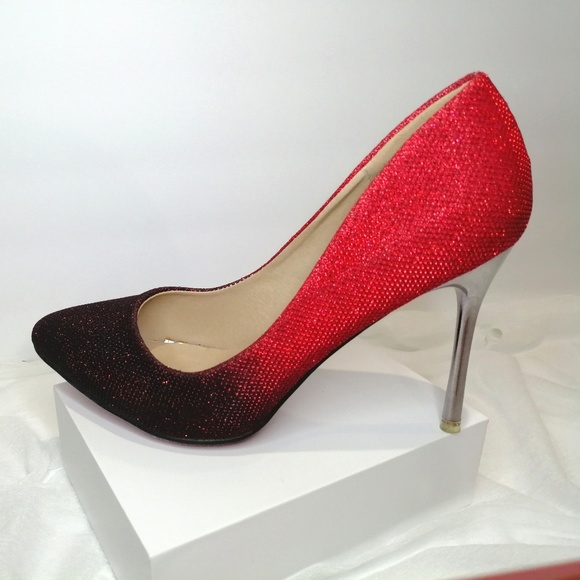 Gradient Glitter Fabric Red Heels - Picture 2 of 3